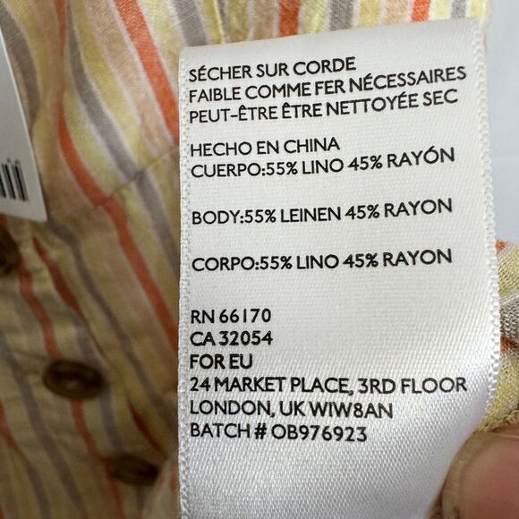 Urban Outfitters Linen Blend Button Down Stripe Billie Romper - Picture 4 of 11